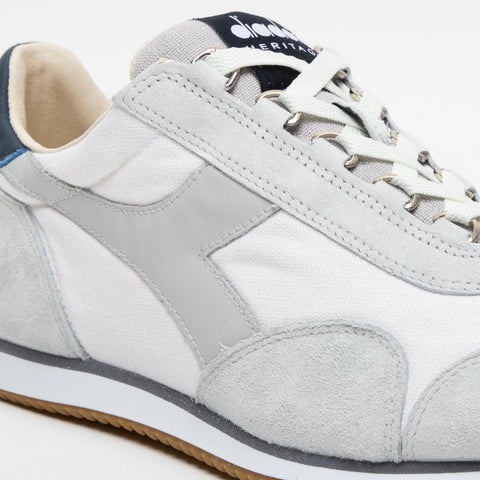 EQUIPE H CANVAS STONE WASH WHITE SNEAKERS UOMO IN PELLE E TESSUTO