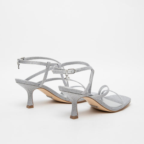 SANDALO ARGENTO DONNA IN TESSUTO GLITTER