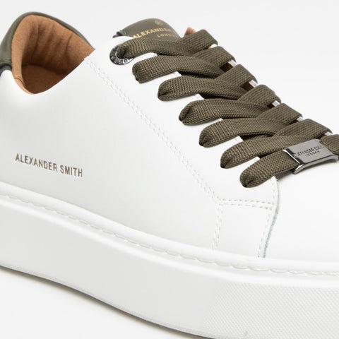 LONDON WHITE MILITARY SNEAKERS UOMO IN PELLE