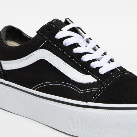 OLD SKOOL PLATFORM BLACK/WHITE WOMEN'S SNEAKERS IN LEATHER AND FABRIC