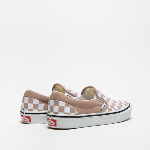 CLASSIC SLIP ON BEIGE CHECKERBOARD SNEAKERS UNISEX IN TESSUTO