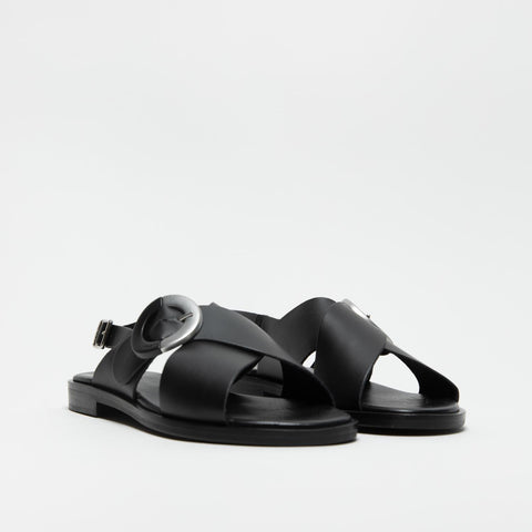 86P6 NERO SANDALO DONNA IN PELLE