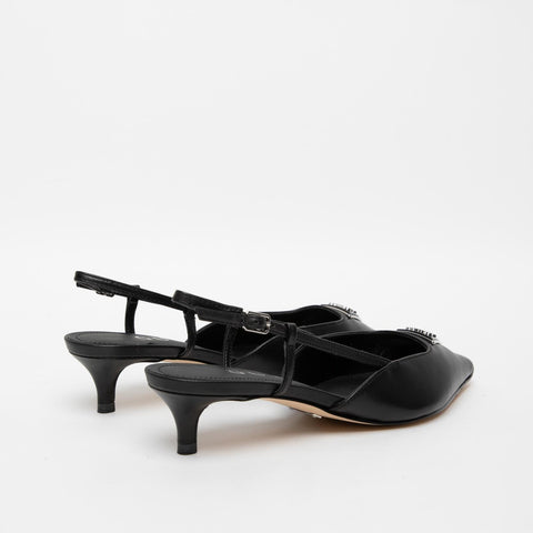 SLINGBACK NERO DONNA IN PELLE