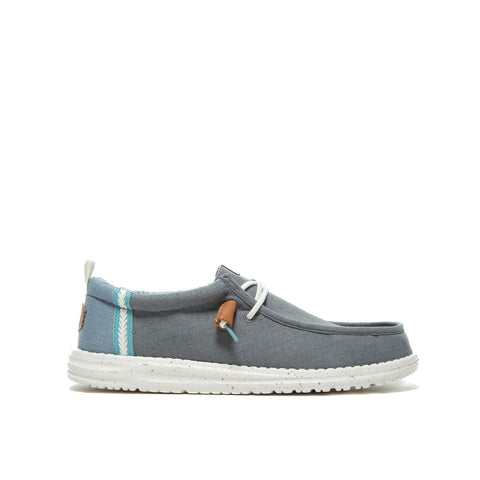 WALLY CRAFT LINEN MONUMENT GREY FADED DENIM SNEAKERS UOMO IN TESSUTO