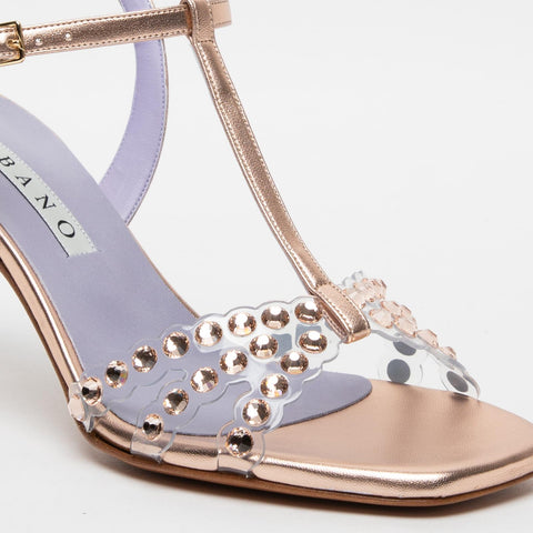 SANDALO ROSA CIPRIA DONNA IN PLEXIGLASS CON STRASS