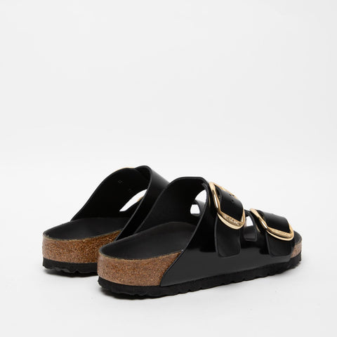 ARIZONA BIG BUCKLE HIGH SHINE BLACK WOMEN'S SLIPPERS IN LACQUERED LEATHER