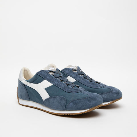 EQUIPE H CANVAS STONE WASH NAVY SNEAKERS UOMO IN PELLE E TESSUTO