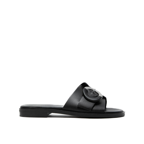 85P4 NERO CIABATTA DONNA IN PELLE
