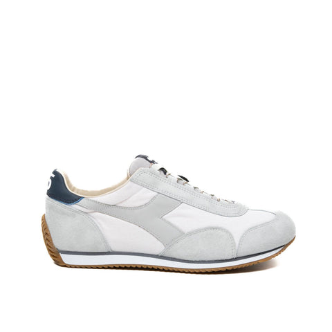 EQUIPE H CANVAS STONE WASH WHITE SNEAKERS UOMO IN PELLE E TESSUTO