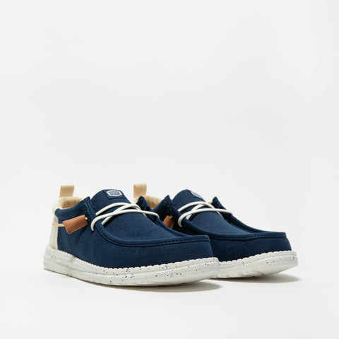 WALLY CRAFT LINEN SARGASSO BLUE WHITE SNEAKERS UOMO IN TESSUTO