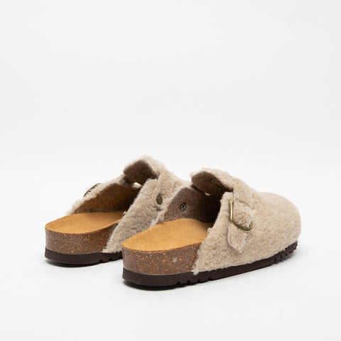 FEA NEW TAUPE SHEARLING SABOT DONNA PELLE E LANA