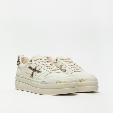 MICOL CREMA SNEAKERS DONNA IN PELLE