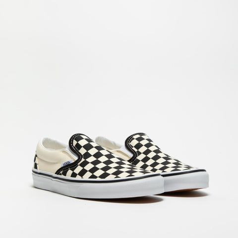 CLASSIC SLIP ON CHECKERBOARD WHITE SNEAKERS UNISEX IN TESSUTO