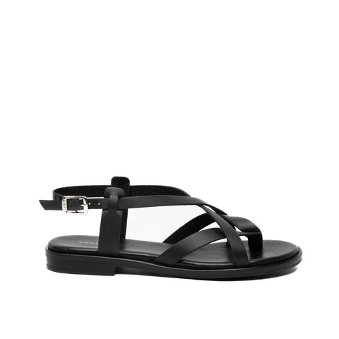 86P2 NERO SANDALO INFRADITO DONNA IN PELLE